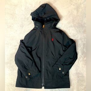 POLO RALPH LAUREN BOYS HOODED WINDBREAKER COAT JACKET size 5 BLACK